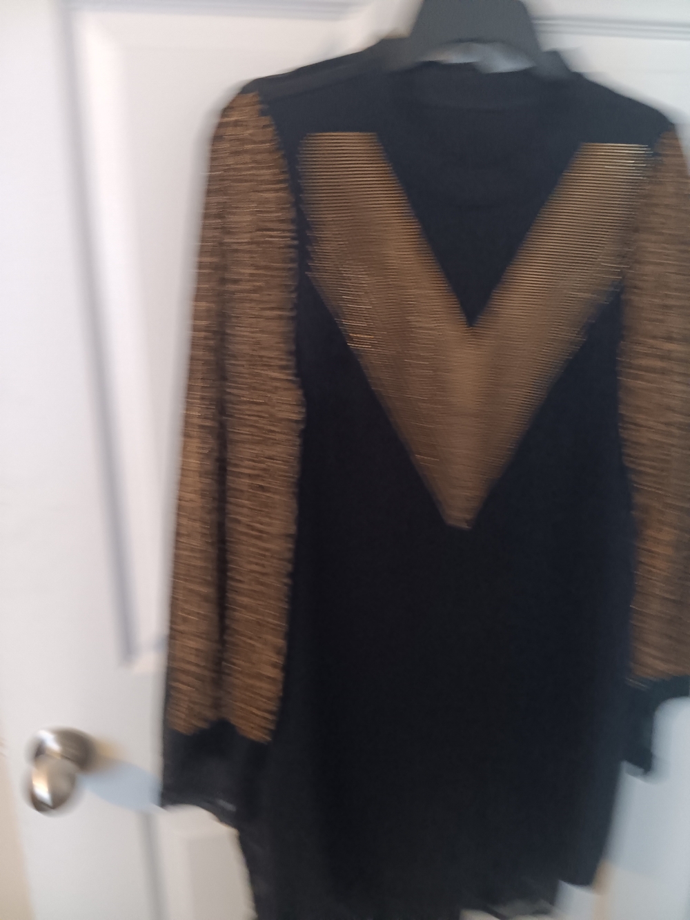 Black and Gold V-Stripe Women's Sweater